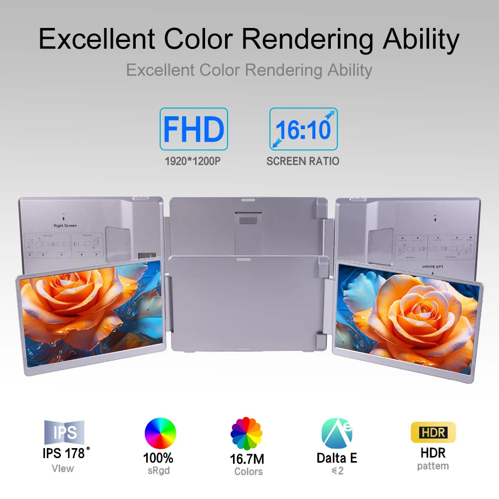 14 Inch Portable Monitor Dual screens For PC/Phone/PS4/PS5/Switch1/Switch2/Xbox 16:9 16:10 IPS FHD Screen Ship To US