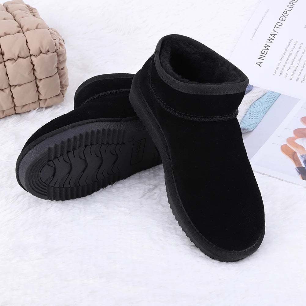 Women Snow Boots Slip On Short Boots Anti-Slip Comfort Ankle Boots Water Resistant Faux Fur Lining Boots for Outdoor Sports
