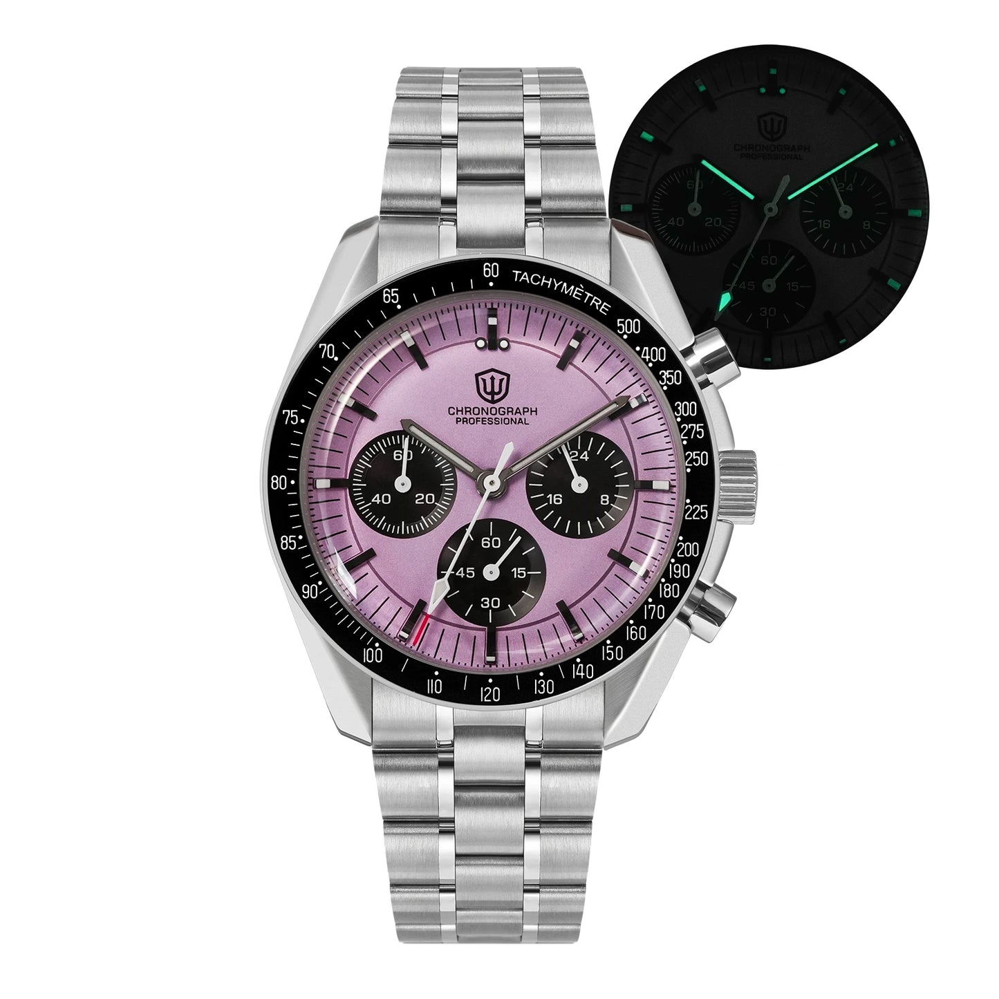 Watchdives WD1863 Chronograph Watch VK63 Sweep Second Mechanical Quartz Movement Bubble Sapphire 100M Waterproof Vintage Watches