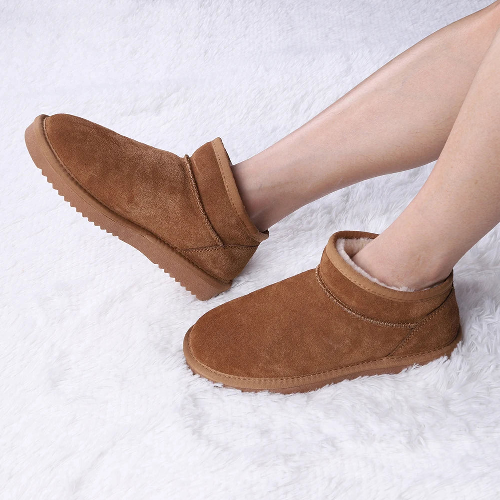 Women Snow Boots Slip On Short Boots Anti-Slip Comfort Ankle Boots Water Resistant Faux Fur Lining Boots for Outdoor Sports