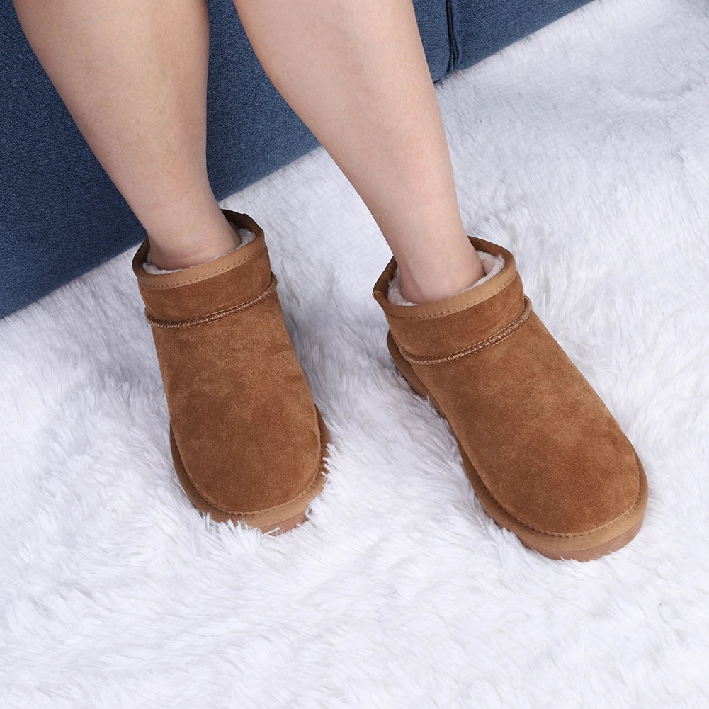 Women Snow Boots Slip On Short Boots Anti-Slip Comfort Ankle Boots Water Resistant Faux Fur Lining Boots for Outdoor Sports