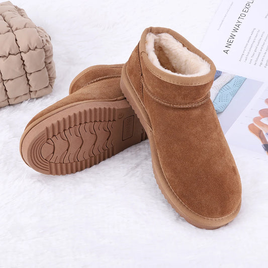 Women Snow Boots Slip On Short Boots Anti-Slip Comfort Ankle Boots Water Resistant Faux Fur Lining Boots for Outdoor Sports