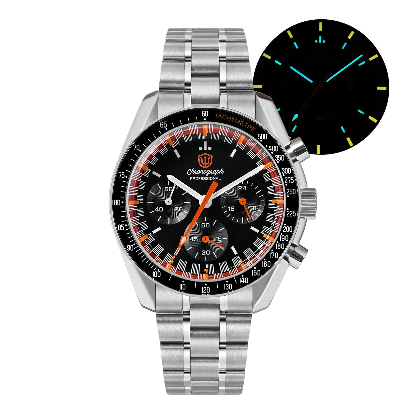 Watchdives WD1863 Chronograph Watch VK63 Sweep Second Mechanical Quartz Movement Bubble Sapphire 100M Waterproof Vintage Watches