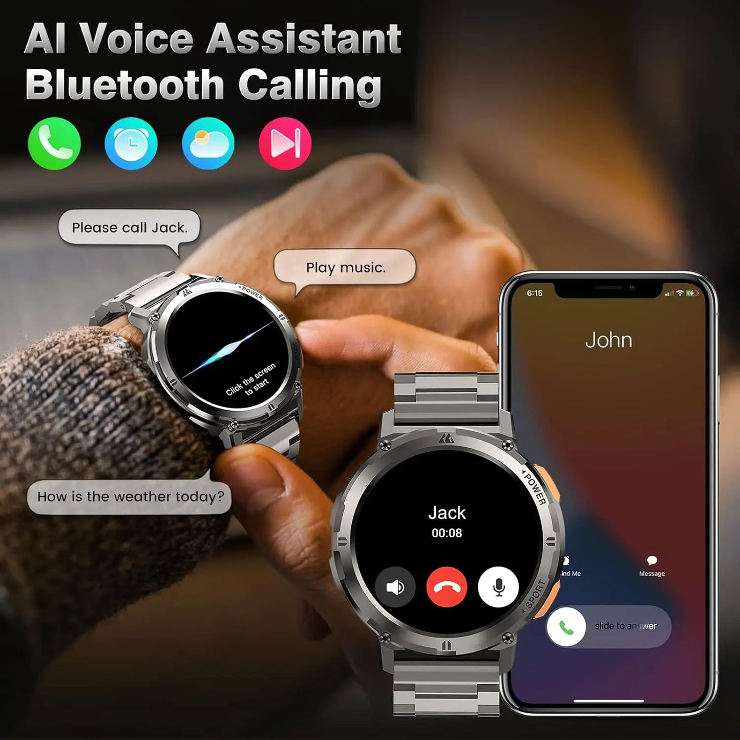 Original TICWRIS TANK T2 Military Smart Watches Men AMOLED Bluetooth IP69K Waterproof AI Voice Assistant Women Smartwatch Ultra