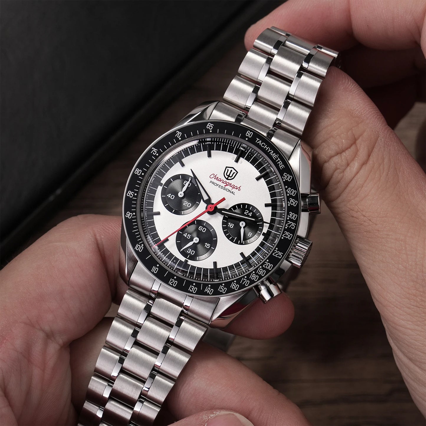 Watchdives WD1863 Chronograph Watch VK63 Sweep Second Mechanical Quartz Movement Bubble Sapphire 100M Waterproof Vintage Watches