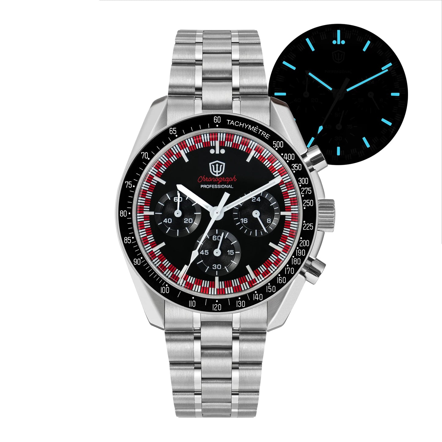 Watchdives WD1863 Chronograph Watch VK63 Sweep Second Mechanical Quartz Movement Bubble Sapphire 100M Waterproof Vintage Watches