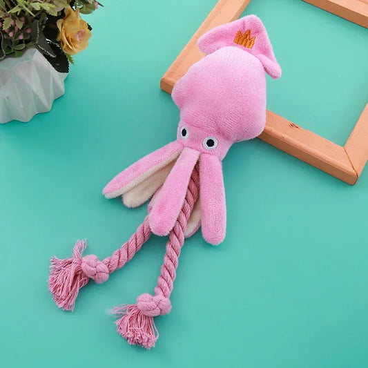 Pet Plush Toy for Small Large Dogs Cats Molar Training Squeaky Toys Octopus Shape Interactive Cotton Rope Toy Dog Accessories