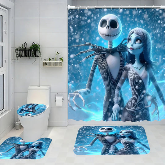 Disney Jack Bathroom Four-piece Set - Avant-garde Waterproof Shower Curtain, creating a complete bathroom kit