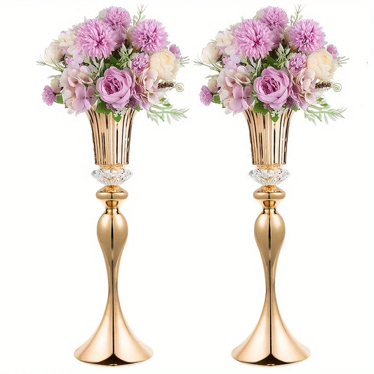 Set of 2/10 Crystal Flower Stands, 22" Tall Vases, Metal Centerpiece Vases for Table Decoration, Christmas, Party Decoration