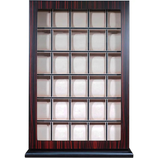 30 piece ebony wood watch display wall hanging case and storage organizer box and stand father's day gift