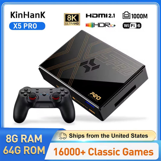 Kinhank Super Console X5 PRO Retro Video Game Consoles Plug and Play 4T with 16000 Games for PS2/WII/SS/DC/N64 Android 12 TV Box
